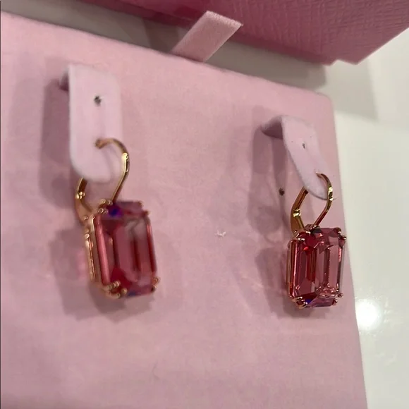 SWAROVSKI Millenia drop earrings Octagon cut, Pink, Rose gold-tone plated NEW - Picture 3 of 6